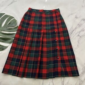 Sports Galore Womens Vintage 80s Plaid Pleated Skirt Size 6 Petite Green Red